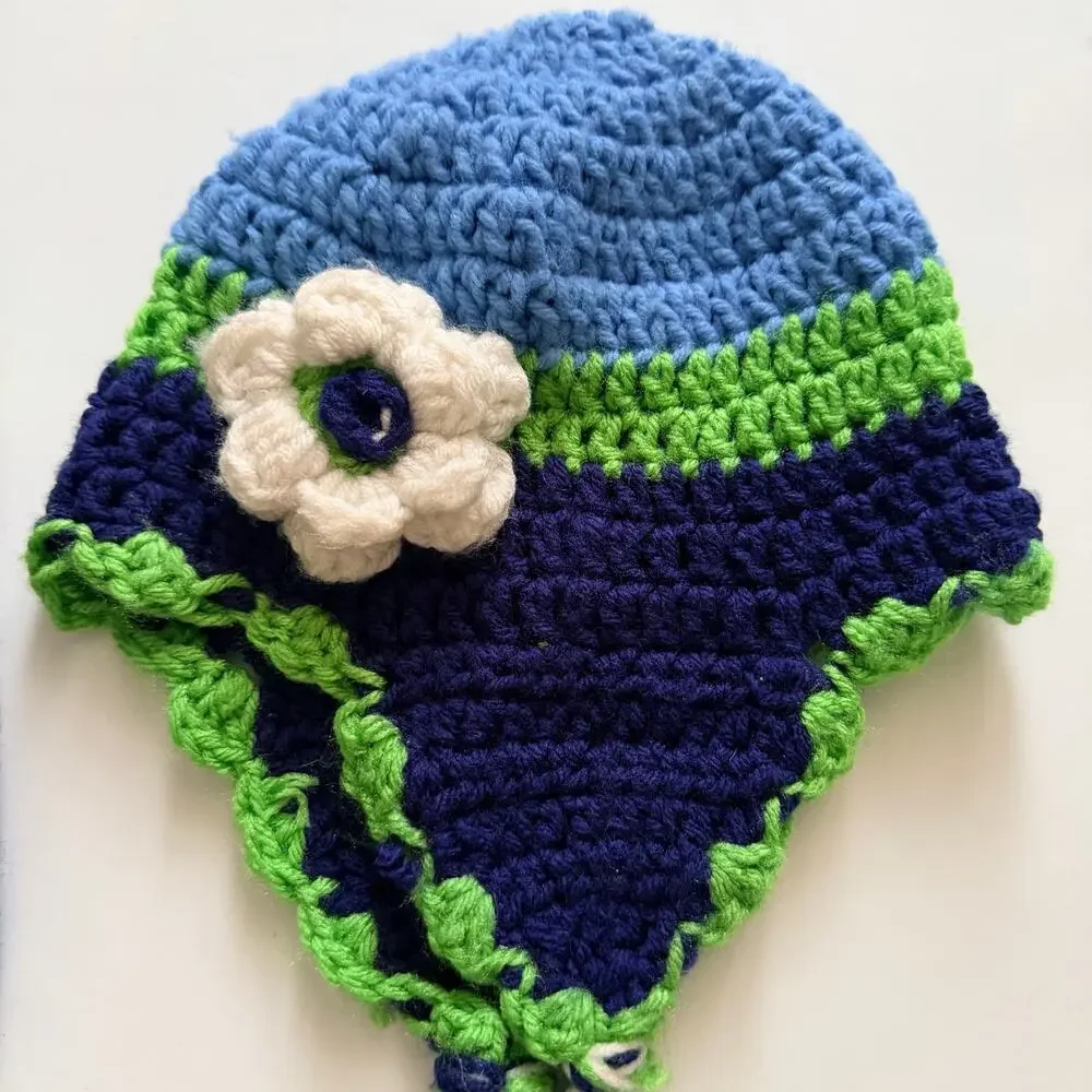 Handmade Crocheted Seahawks Beanie Bundle - Youth Size